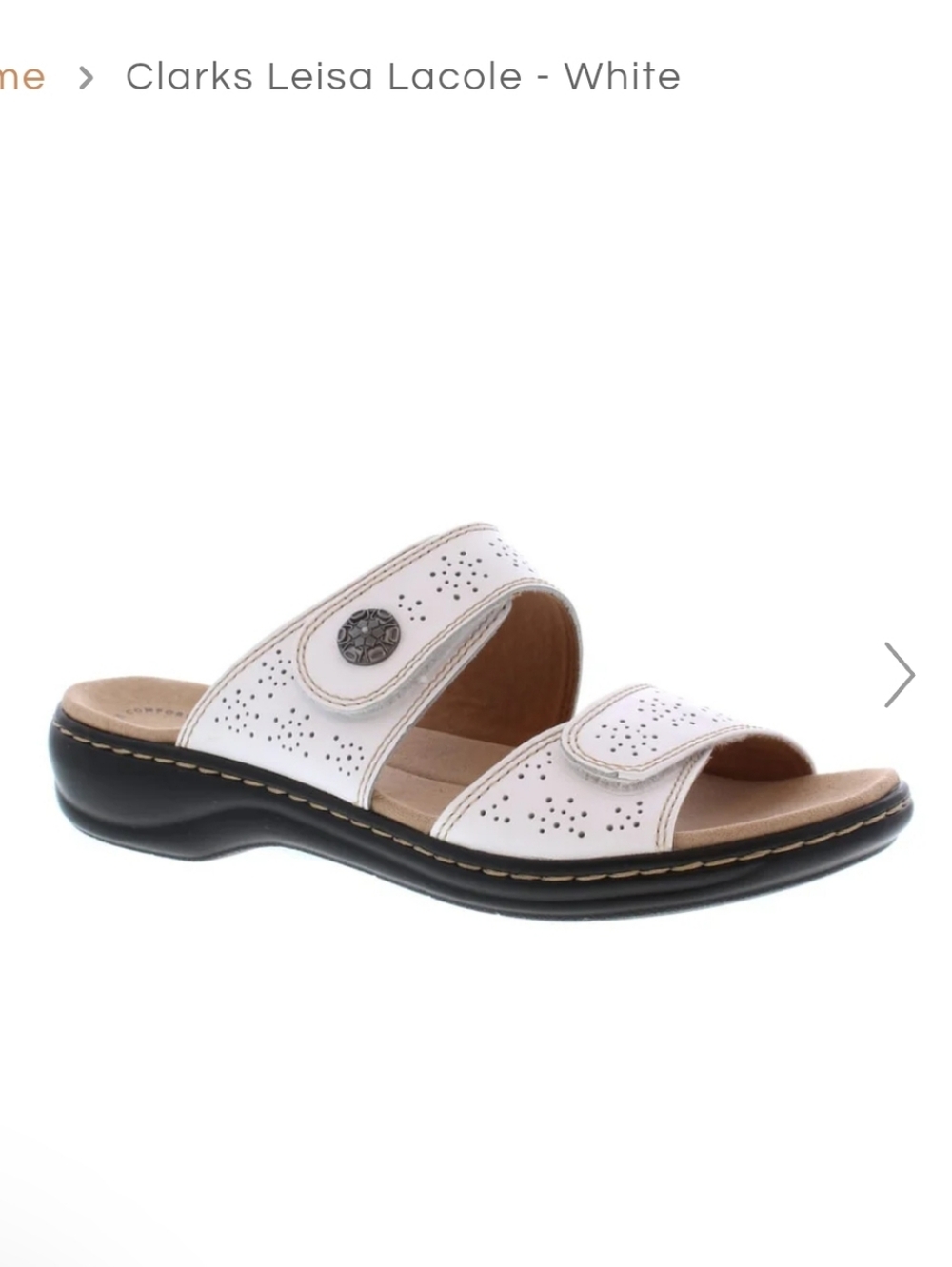Clarks Leisa Lacole White Leather Slide Sandals W 10
